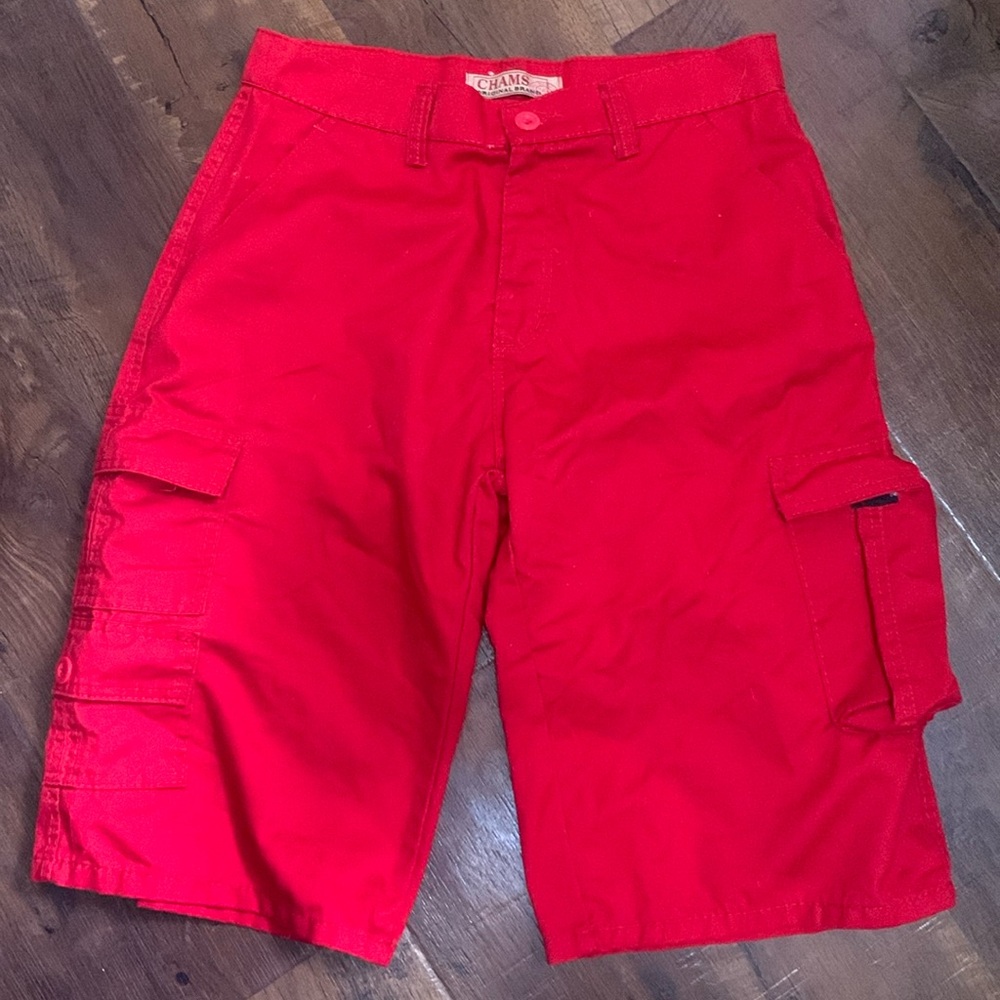 Chams Men's Red Cotton Cargo Shorts Army Surplus Style Casual Comfort Size‎ 32